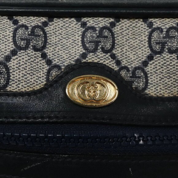 GUCCI GG Supreme Sherry Line Shoulder Bag PVC Leather Navy Red - Picture 8 of 15